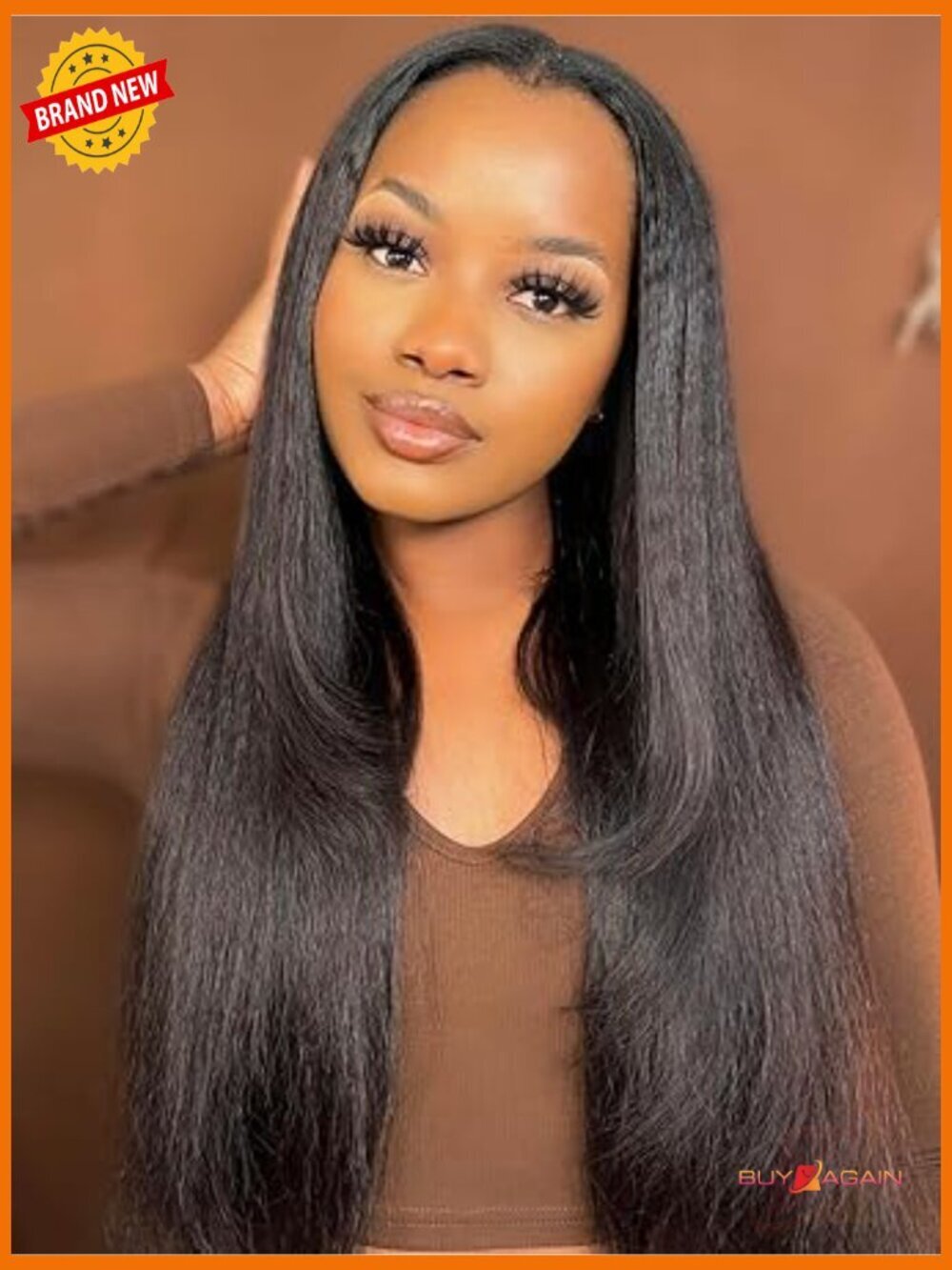 Kinky Straight V Part Wig Human Hair 180% Density Glueless Wig 20 Inch